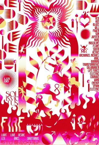 Abstract red and white geometric shapes and figures by Yordanka Poleganova
