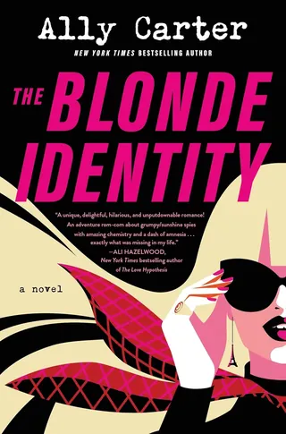 The Blonde Identity book cover with a blonde woman in sunglasses.