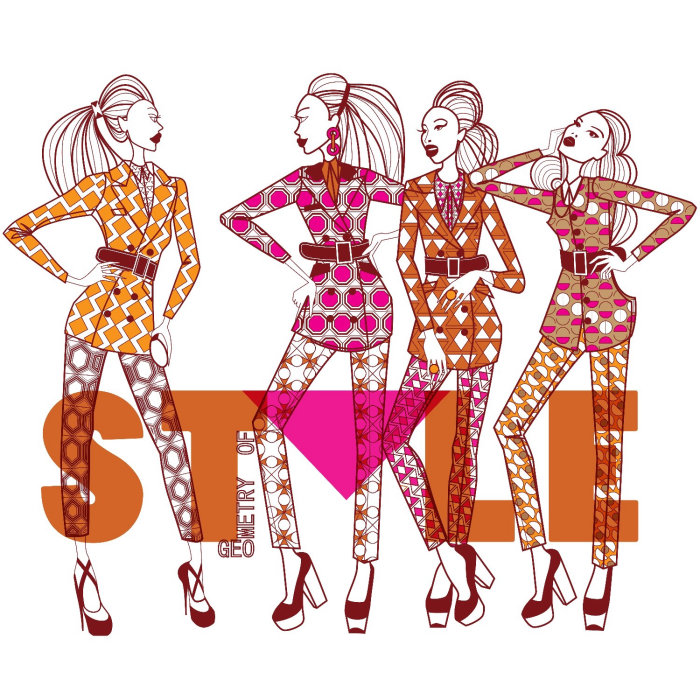 Illustration of fashionable girls