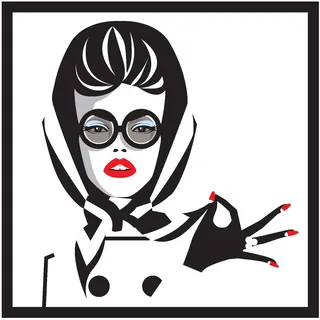 Stylish woman with glasses, headscarf, and red lipstick by Yordanka Poleganova