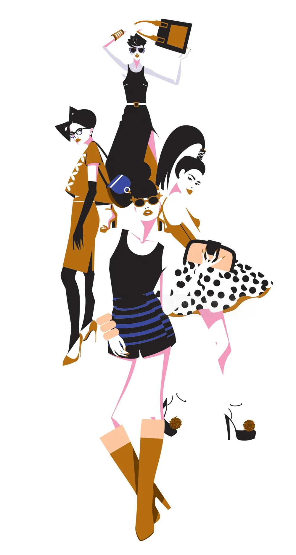 Stylish women in fashionable outfits and accessories by Yordanka Poleganova