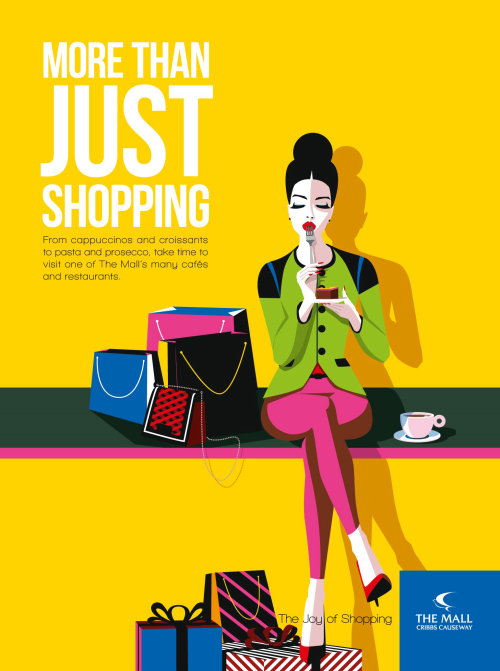 Illustration of woman with shopping bags