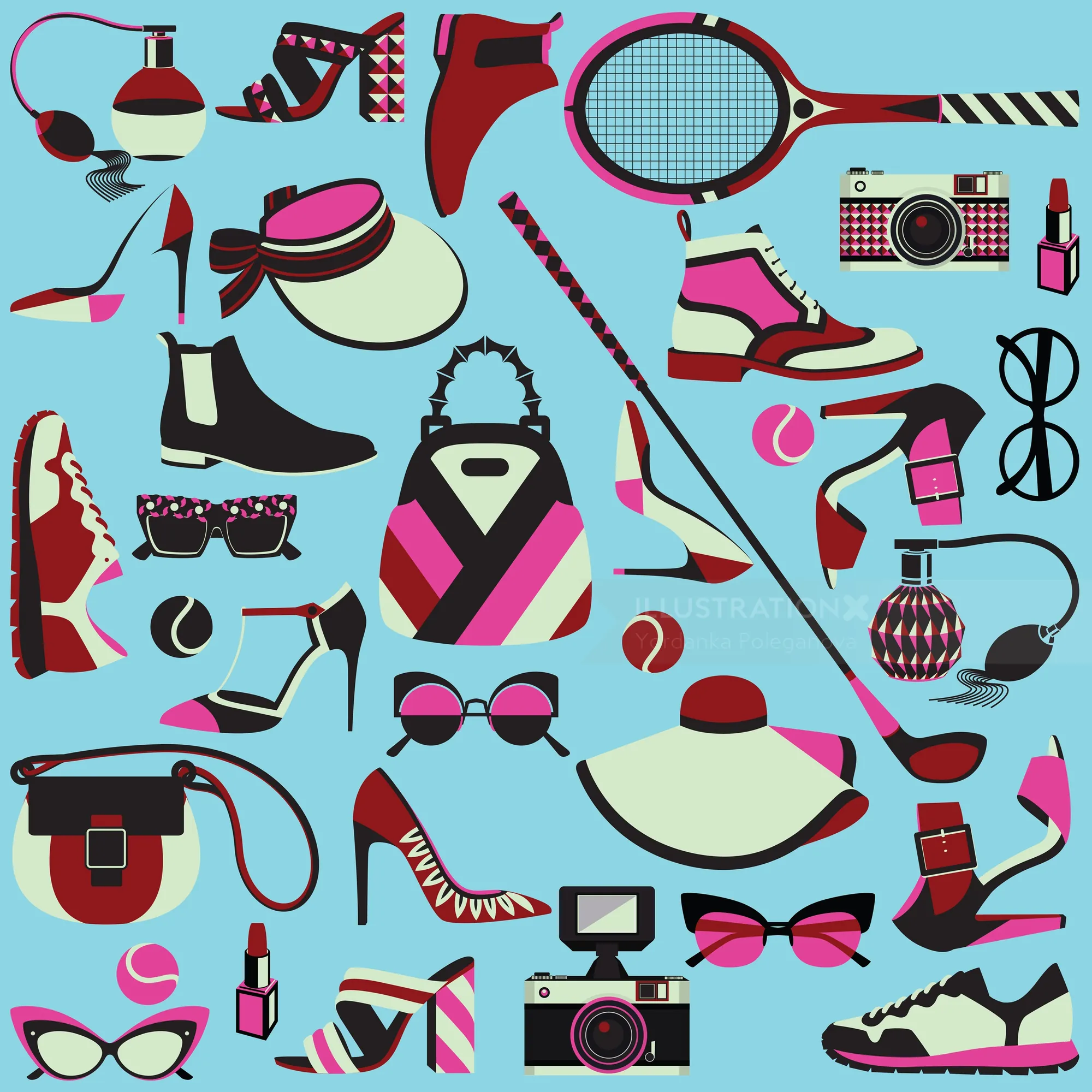 Fashion and sports accessories pattern by Yordanka Poleganova