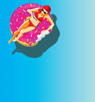 Illustration of a woman sitting in the swimming pool