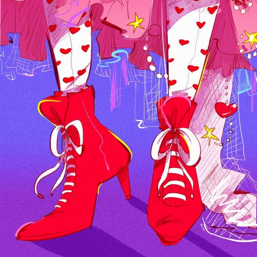 Fashion illustration of red high heels