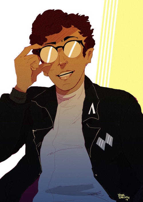 Graphic design of man wearing sunglasses