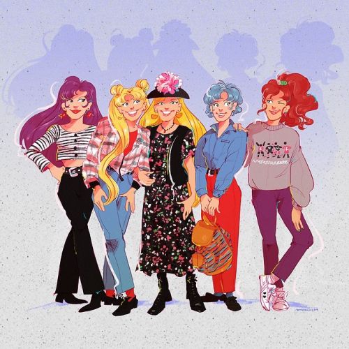 Retro fashion illustration of Girl gang 