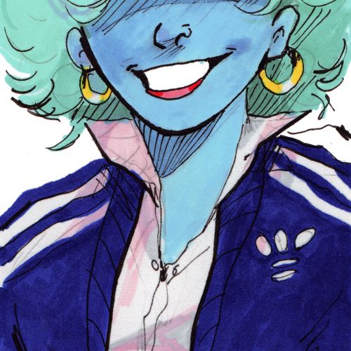 Portrait art of blue hair girl 