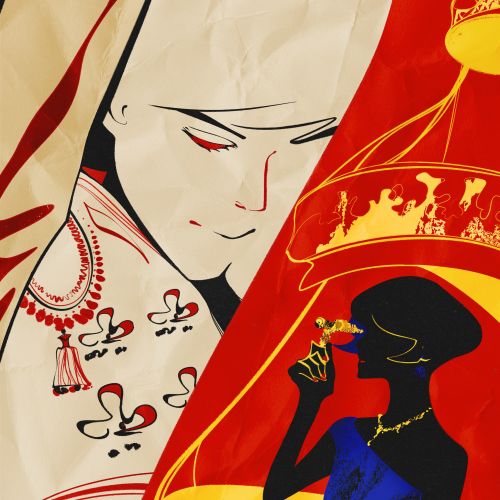 Illustration of Lady Ashley with bullfighters in Pamplona, Spain