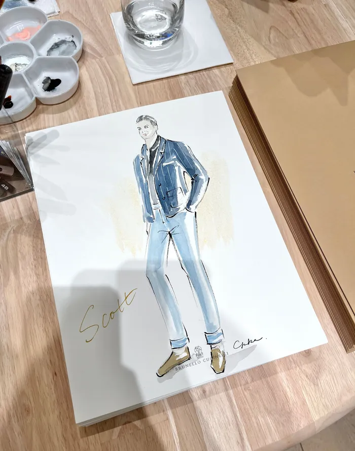 Fashion illustration of a man in casual outfit with jacket and boots