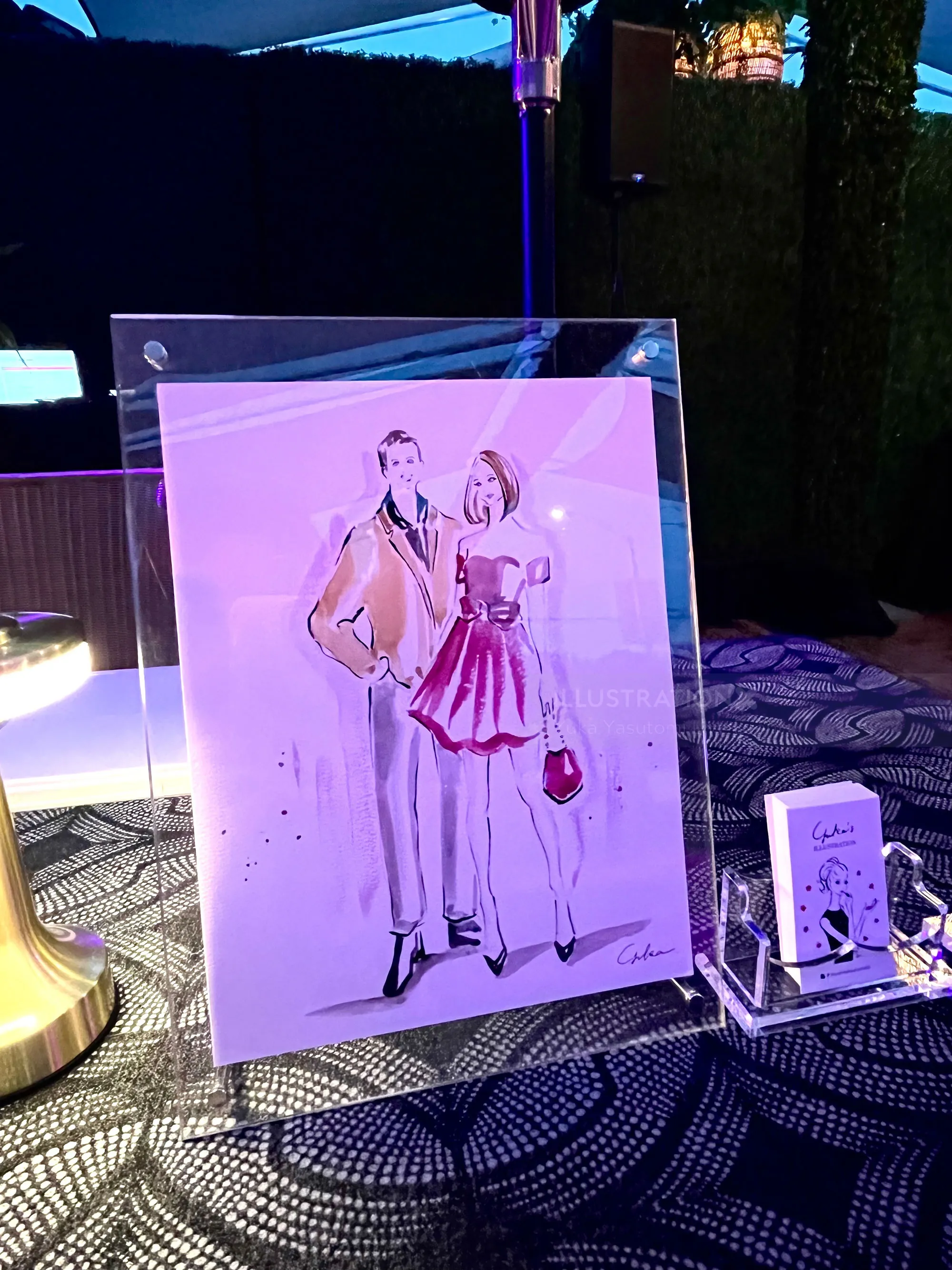 Illustration of a stylish couple at a private party event