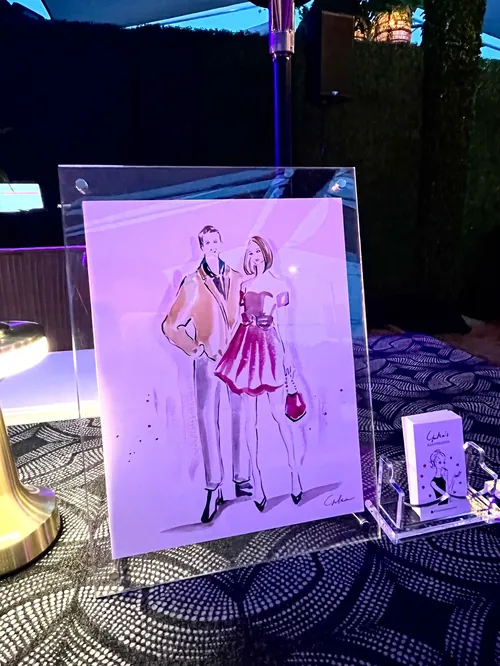 Illustration of a stylish couple at a private party event