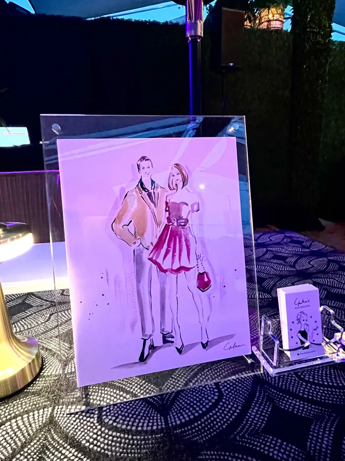 Illustration of a stylish couple at a private party event