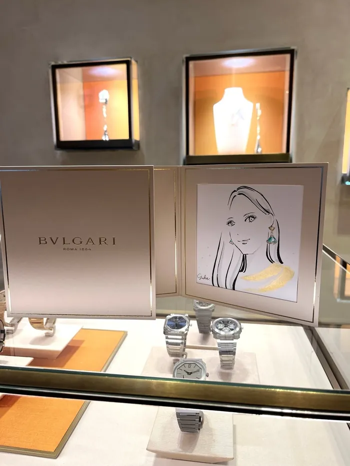 Bulgari watches and jewelry displayed in luxury store setting