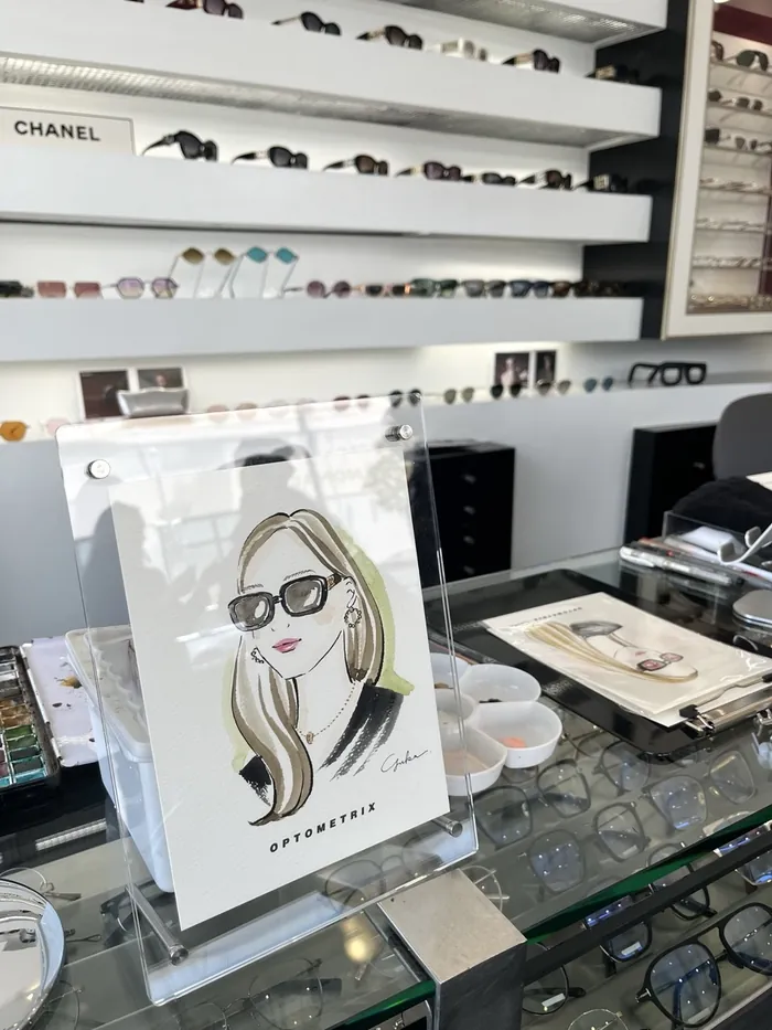 Display of eyeglasses and sunglasses at an Optometrix event