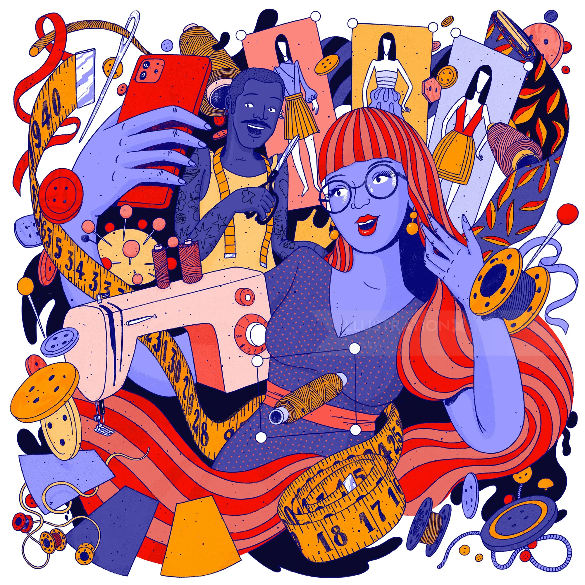 Creative Cloud Express Merchandise Art – Trio of Promotional Illustrations