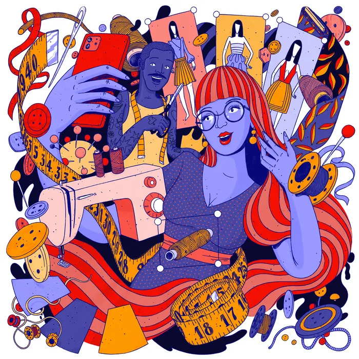 Creative Cloud Express Merchandise Art – Trio of Promotional Illustrations