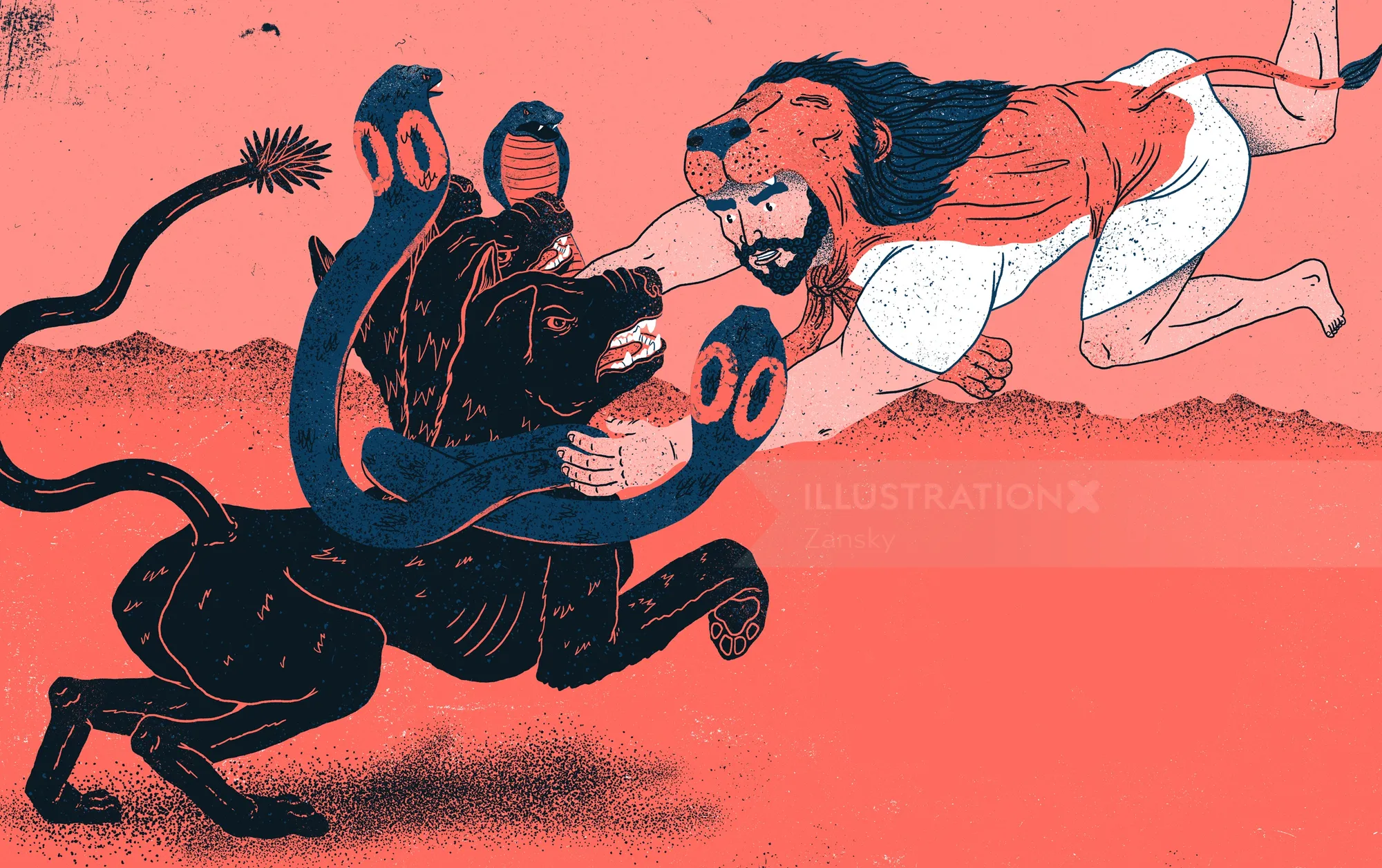 Classical mythology illustration: Hercules’ Twelve Labors reimagined in art