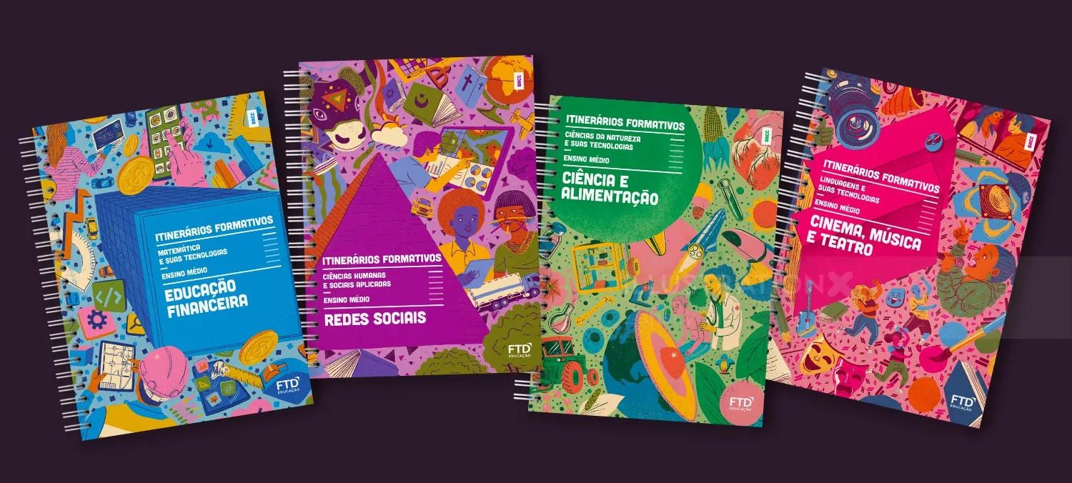 Colorful FTD textbook series covers on various subjects