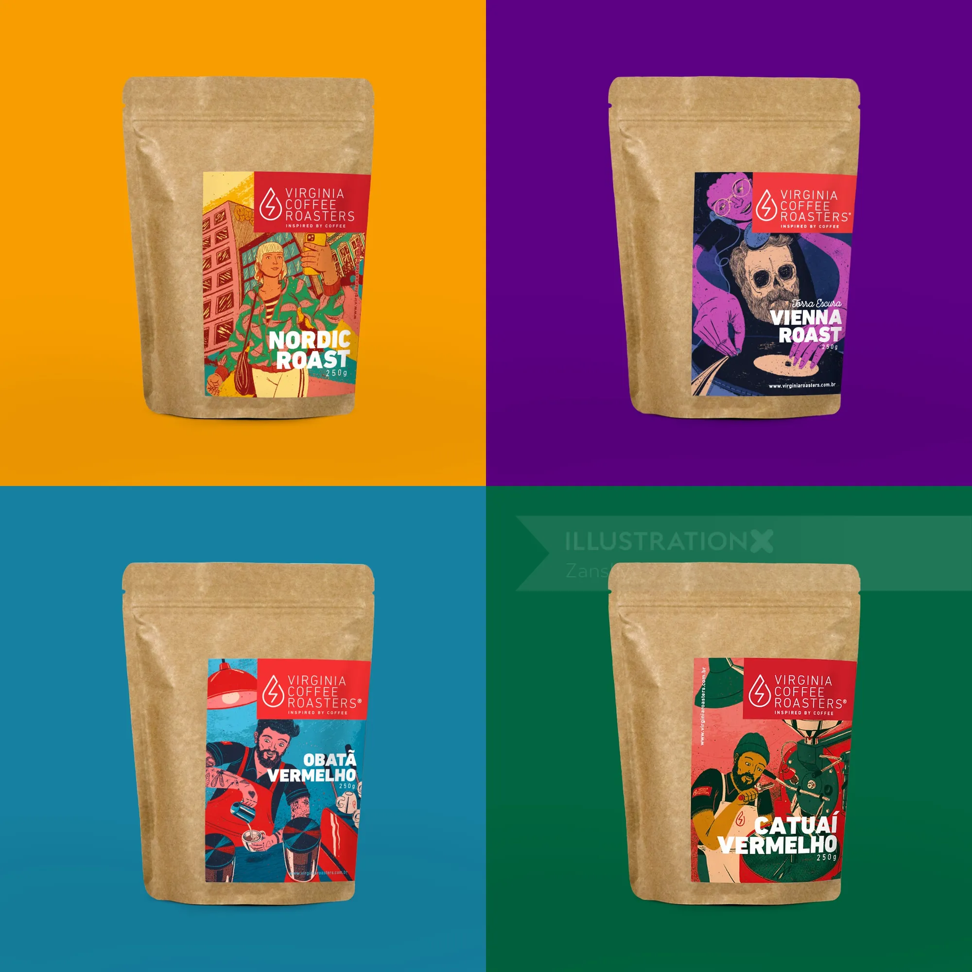 Designed Coffee Packaging Labels for Virginia Coffee Roasters