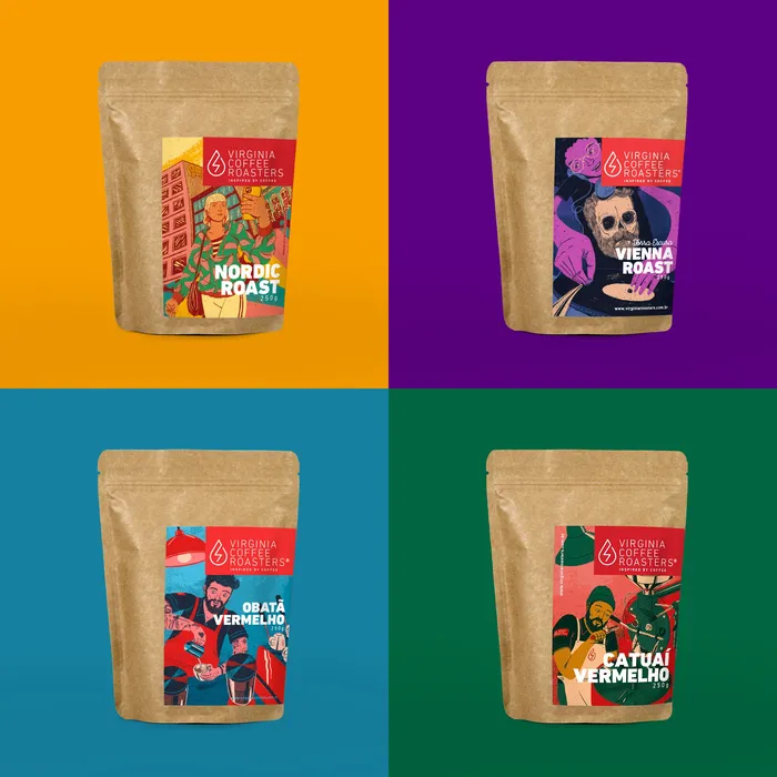 Designed Coffee Packaging Labels for Virginia Coffee Roasters