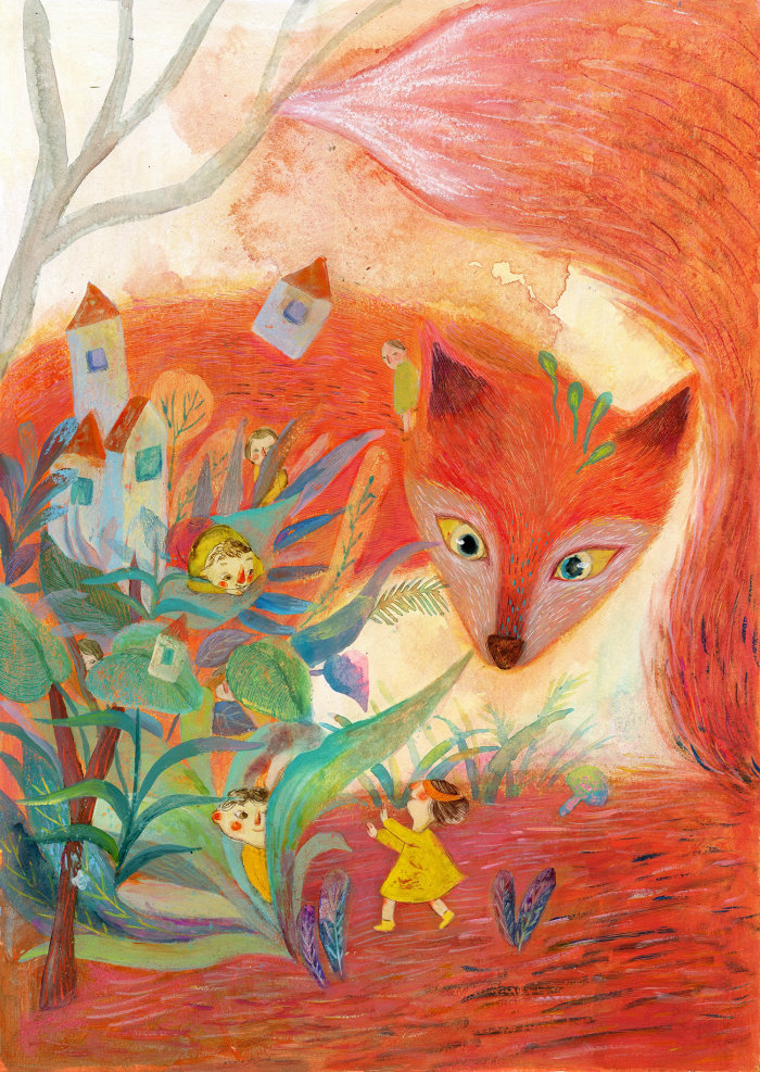 Illustration animale de renard roux