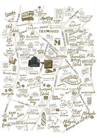 Illustration de la carte des rues de Londres par Zoe More O&#39;Ferrall
