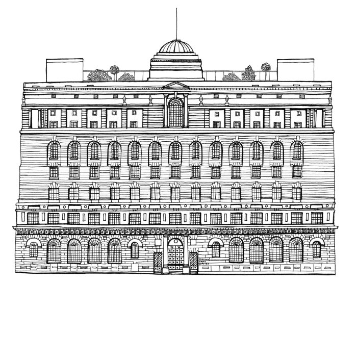O desenho arquitetônico do hotel Ned