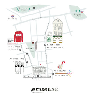 Ilustración del mapa del pueblo de Marylebone