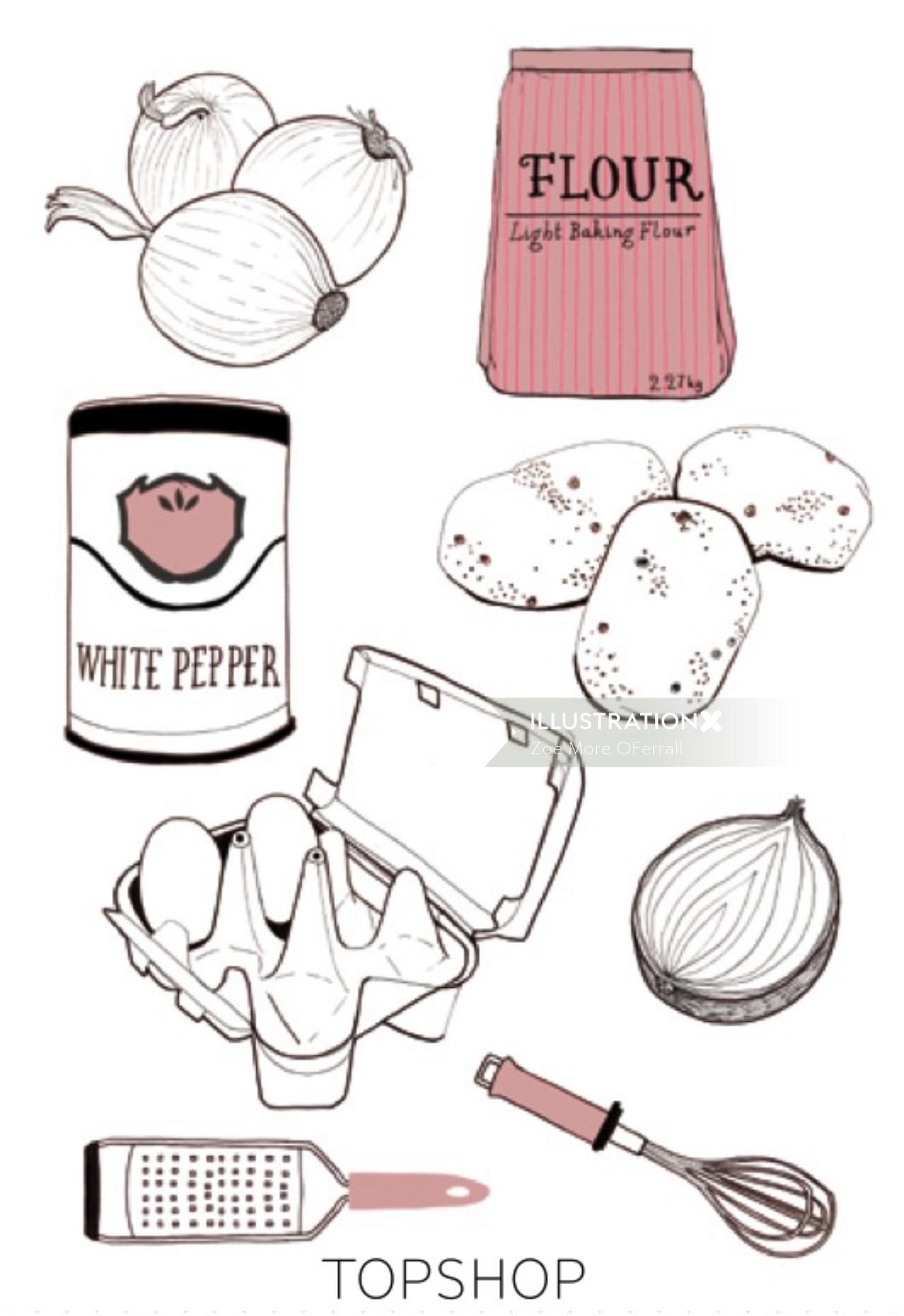 Cooking icons black and white design