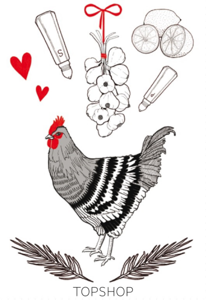 Illustration abstraite de poulet, d&#39;orange et d&#39;ail