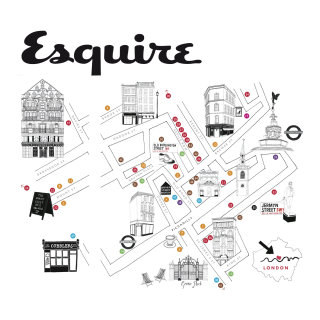 Zoe more Oferrall 绘制的《Esquire Map》插图