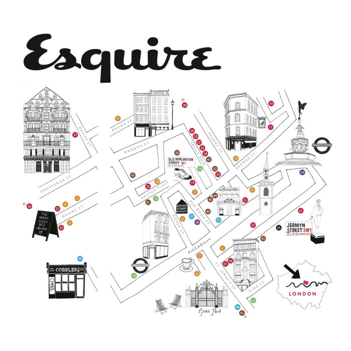 Esquire Map illustration par Zoe more Oferrall