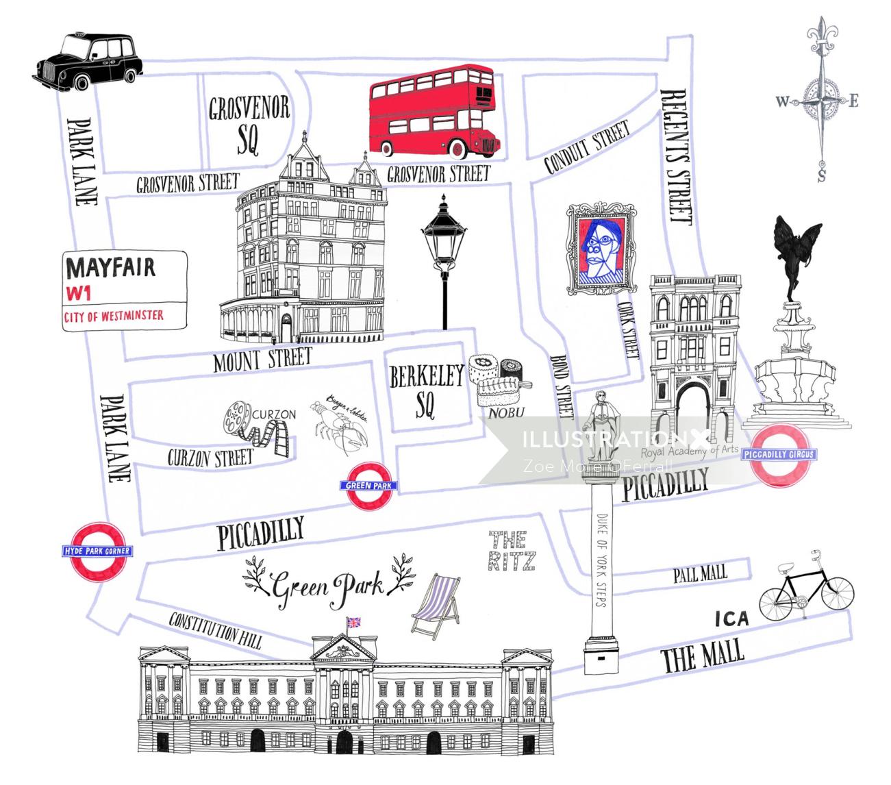 Mayfair Street Map
