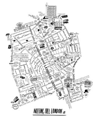 Plan des rues de Nottinghill
