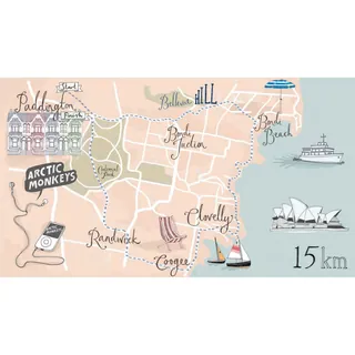 Stylized map of Sydney neighborhoods by Zoë More OFerrall