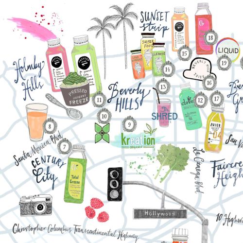 Hollywood map with juices
