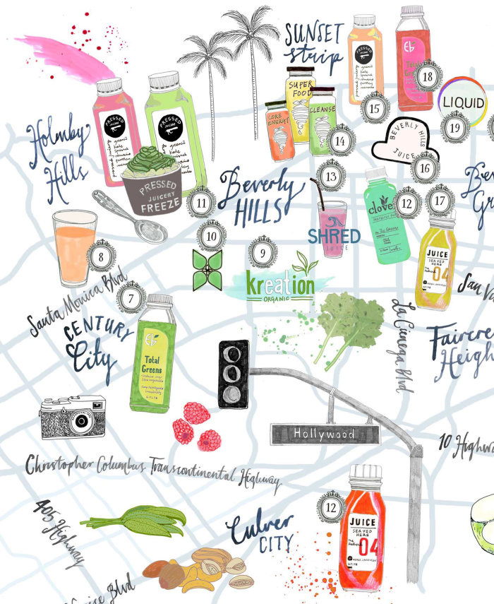 ジュースとハリウッドの地図