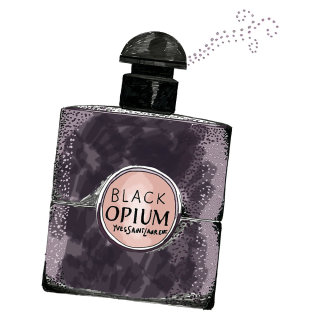 Ilustración de belleza de perfume de opio negro