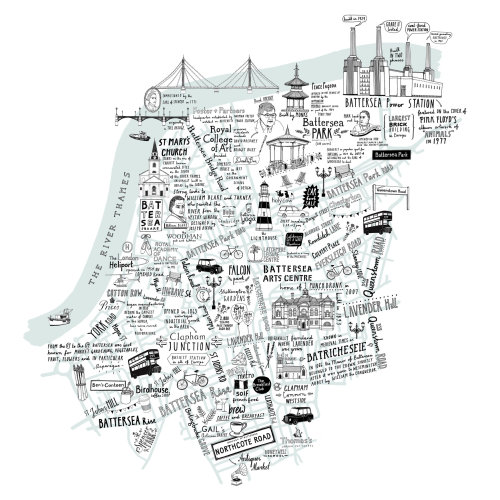Map illustration of Battersea, London