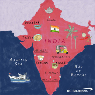 インド地図のイラスト