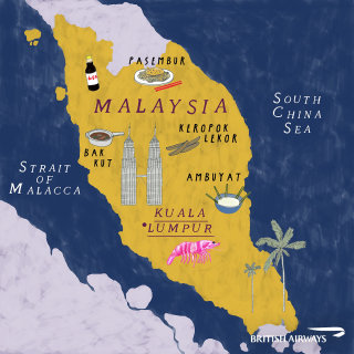 Ilustración del mapa de Malasia por Zoe More OFerrall