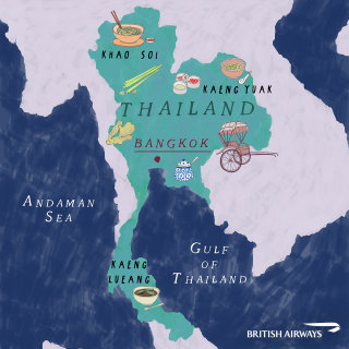 Illustration de la carte de la Thaïlande par Zoe More O&#39;Ferrall