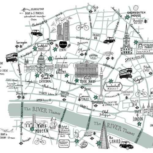 Soho House- The Ned architecture collage
