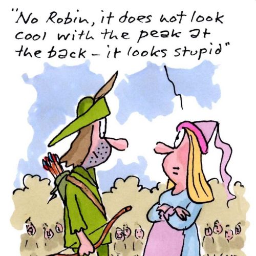 Robin hood with maid marion - Cartoon illustration by Gray Jolliffe