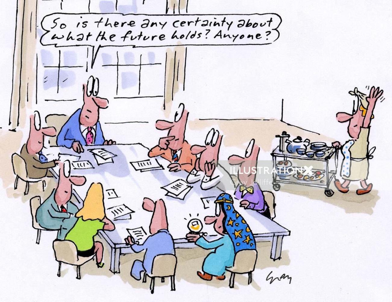 Business meeting comic art