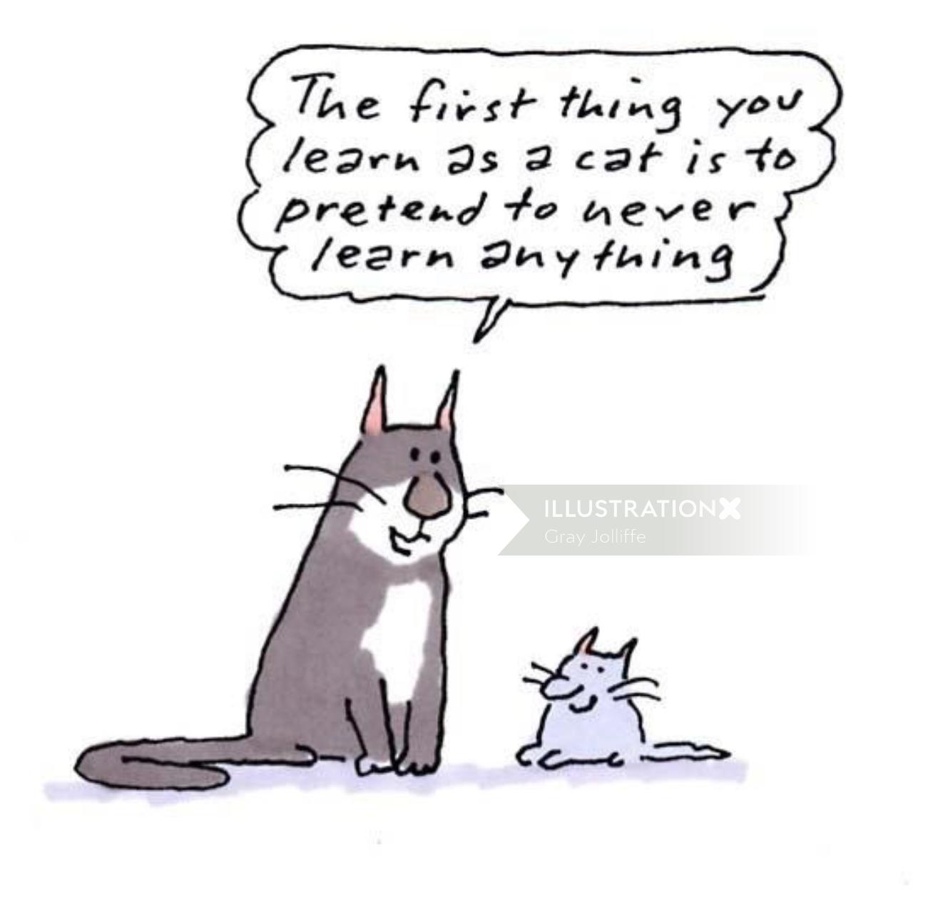 Ilustração dos desenhos animados de comunicação de gato e gatinho por Gray Jolliffe