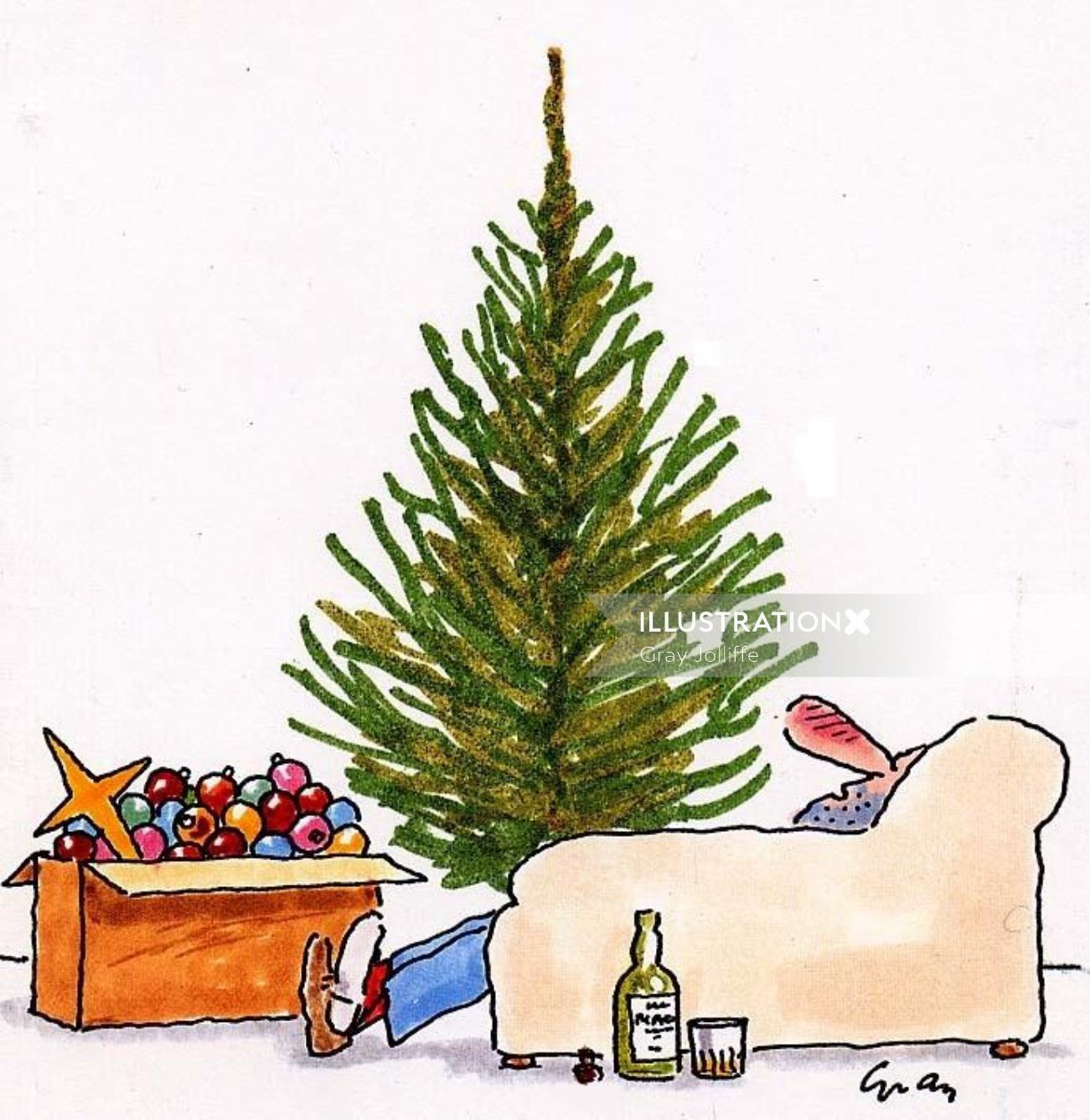 クリスマスツリーの装飾イラスト