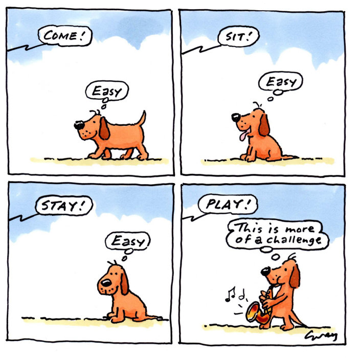 Gray Jolliffe与狗对话的卡通插图