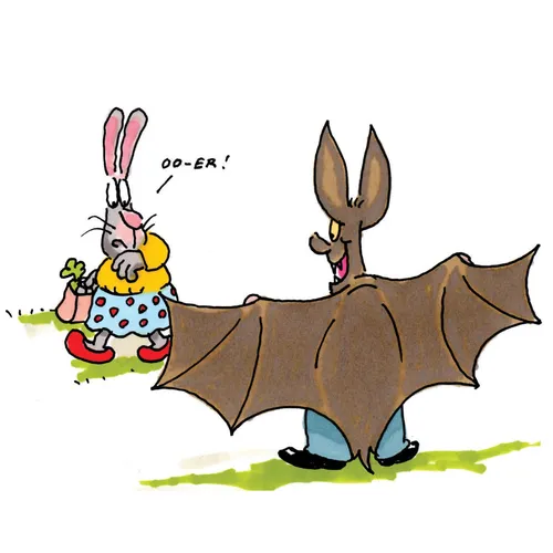 Cartoon of flashing bat - An illustration by Gray Jolliffe